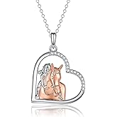 GULICX Horse Gifts for Teen Girl Women, Girl with Horse Necklace Heart Pendant Jewelry Gifts for Horse Lover Daughter Granddaughter Niece