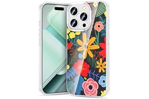 Noyabox Compatible with iPhone 16 Pro Max Case, Slim Fit Boho Floral Design Cute Women Girls Phone Case for iPhone 16 Pro Max