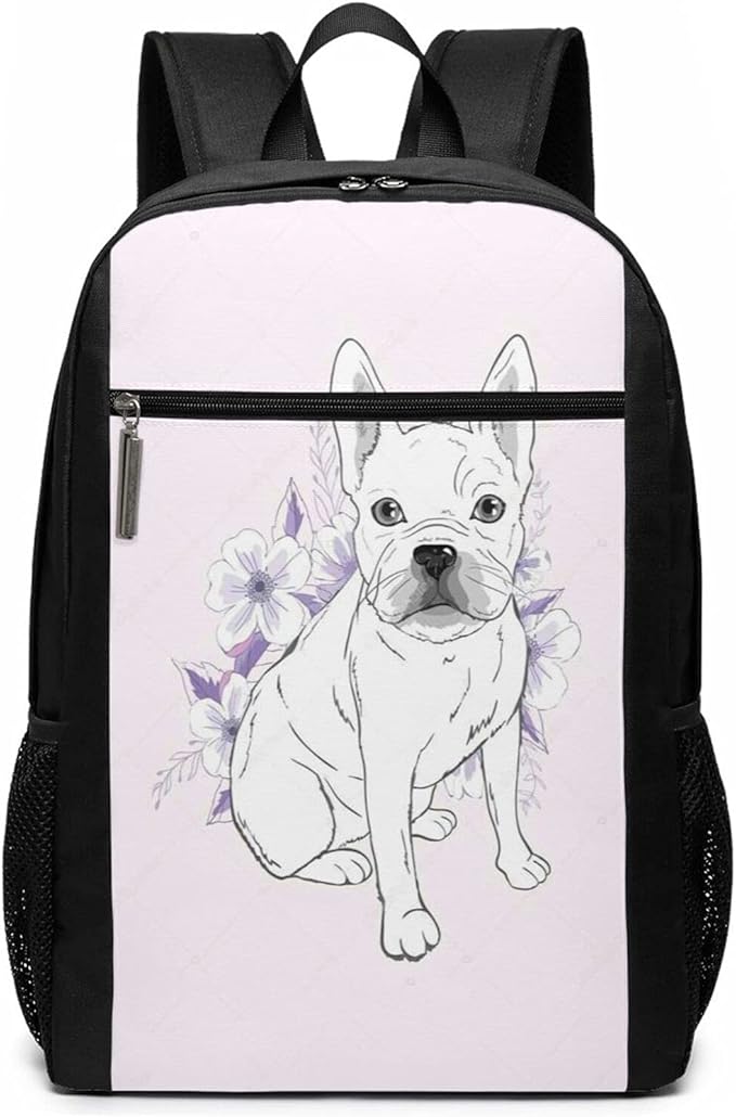 French Bulldogs Backpack School Travel or Work Bookbag with Water Bottle Pocket Amazon.co.uk