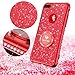 iPhone 7 Plus Case, iPhone 8 Plus Case, Glitter Cute Phone Case Girls with Kickstand, Bling Diamond Rhinestone Bumper Ring Stand Thin Soft Protective iPhone 7 Plus/ 8 Plus Case for Girl Women - Red