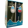 ThermoFlask Stainless Steel Water Bottle, 40 oz, 2-Pack (Midnight/Stone)