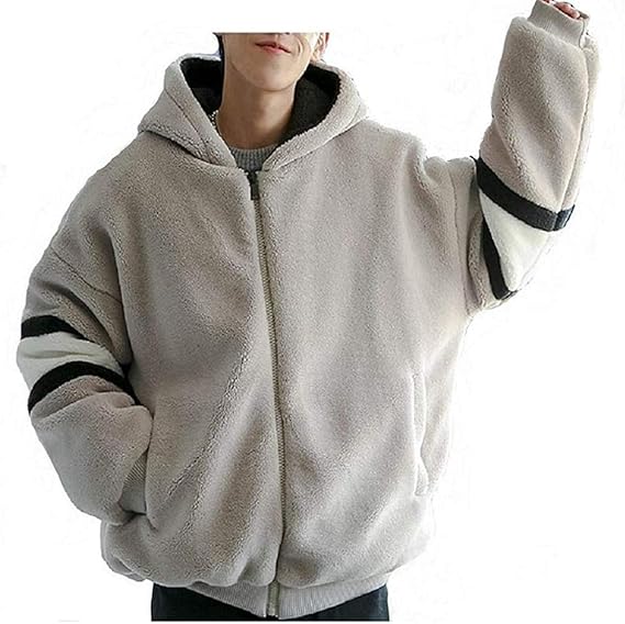 Amazon Visame ボアブルゾン メンズ ボアジャケット フリースジャケット 厚手 シープボア フード付き ジャケット ボアコート 秋冬 アウター もこもこ ゆったり 防寒 綿服 パーカー 暖かい 冬服 韓国ファッション 学生 外出 コート ジャケット 通販