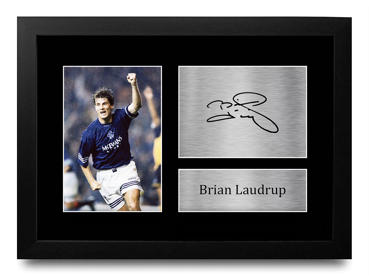 HWC Trading A4 FR Brian Laudrup Rangers Gifts Printed Signed Autograph Picture for Fans and Supporters - A4 Framed