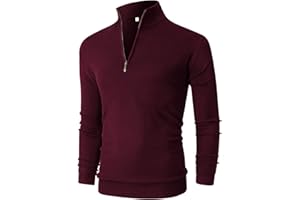 NITAGUT Mens Slim Fit Quarter Zip Mock Neck Polo Sweater Casual Long Sleeve Sweater and Turtleneck Pullover