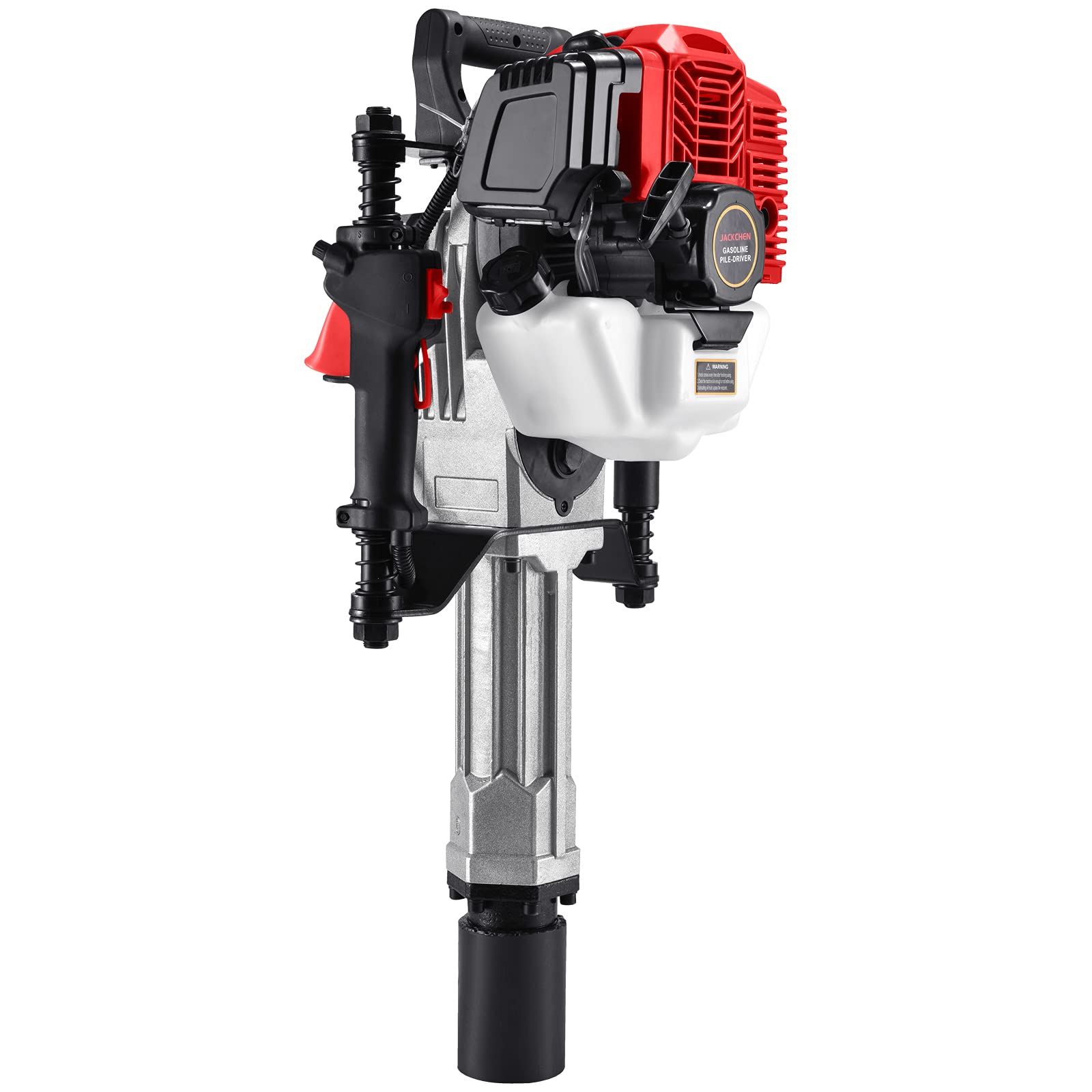 52CC Gas Powered T-Post Driver, JACKCHEN 1900W Two Stroke Garden Fencing Tool Farm Piling Driver, Air Cooling Single Cylinder Gasoline Petrol Garden Fencing Tool Machine with 2 Post Driving Head