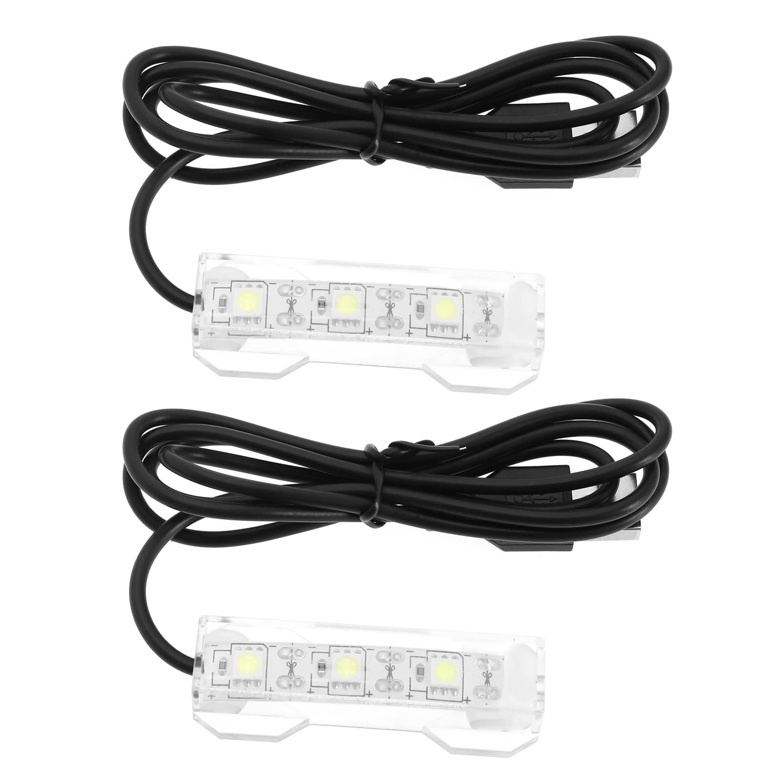 VGOL 2Pcs Small Aquarium Light Black Wire White Light USB Strip Water Plant Light USB Mini Desktop Fish Tank White LED Lights Aquarium Accessories