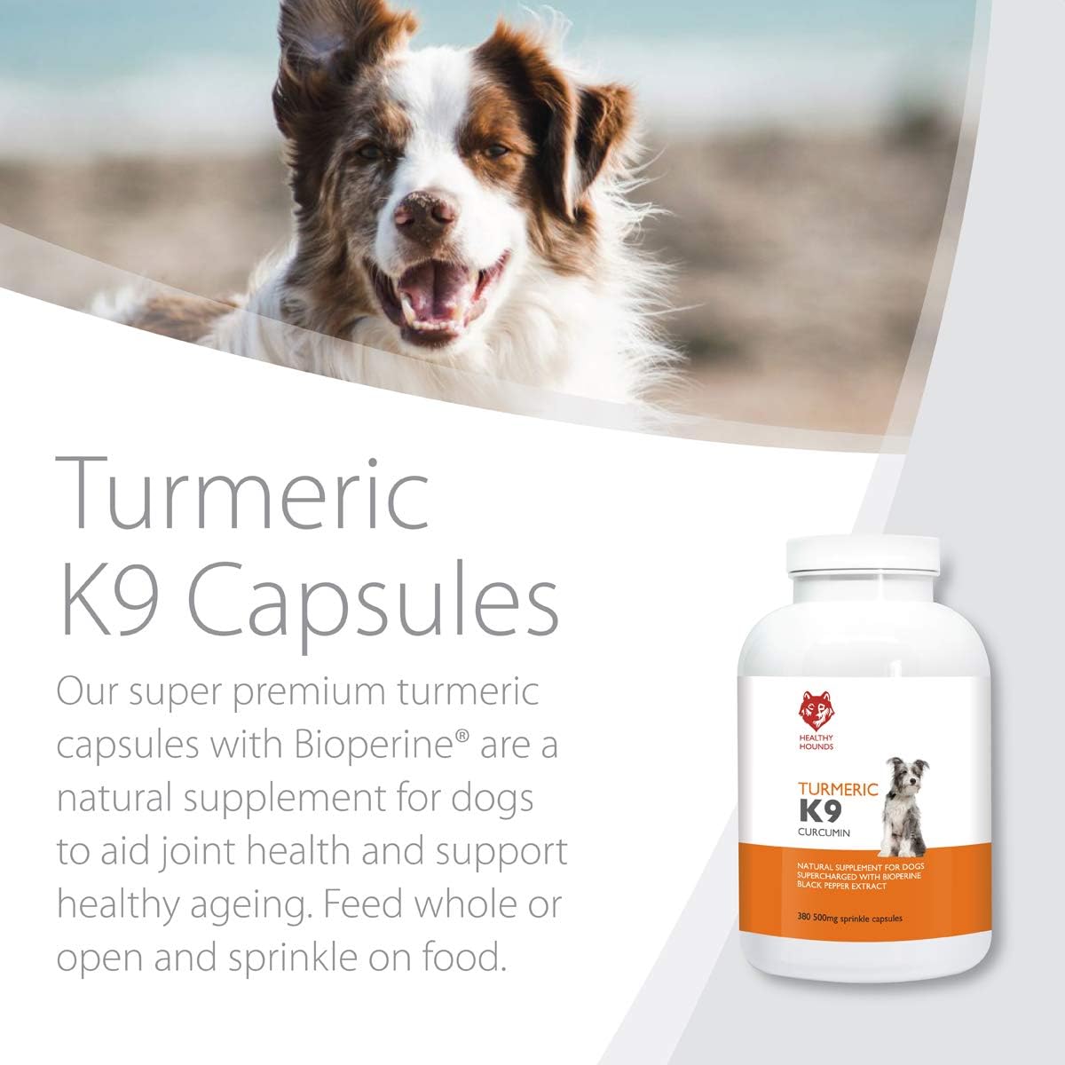 Healthy Hounds K9 Turmeric for Dogs and Pets 380 x 500mg Sprinkle
