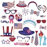 Patriotic 4th of July Photo Booth Props DIY for Independence Day Party Decorations 26-pack by Tinksky