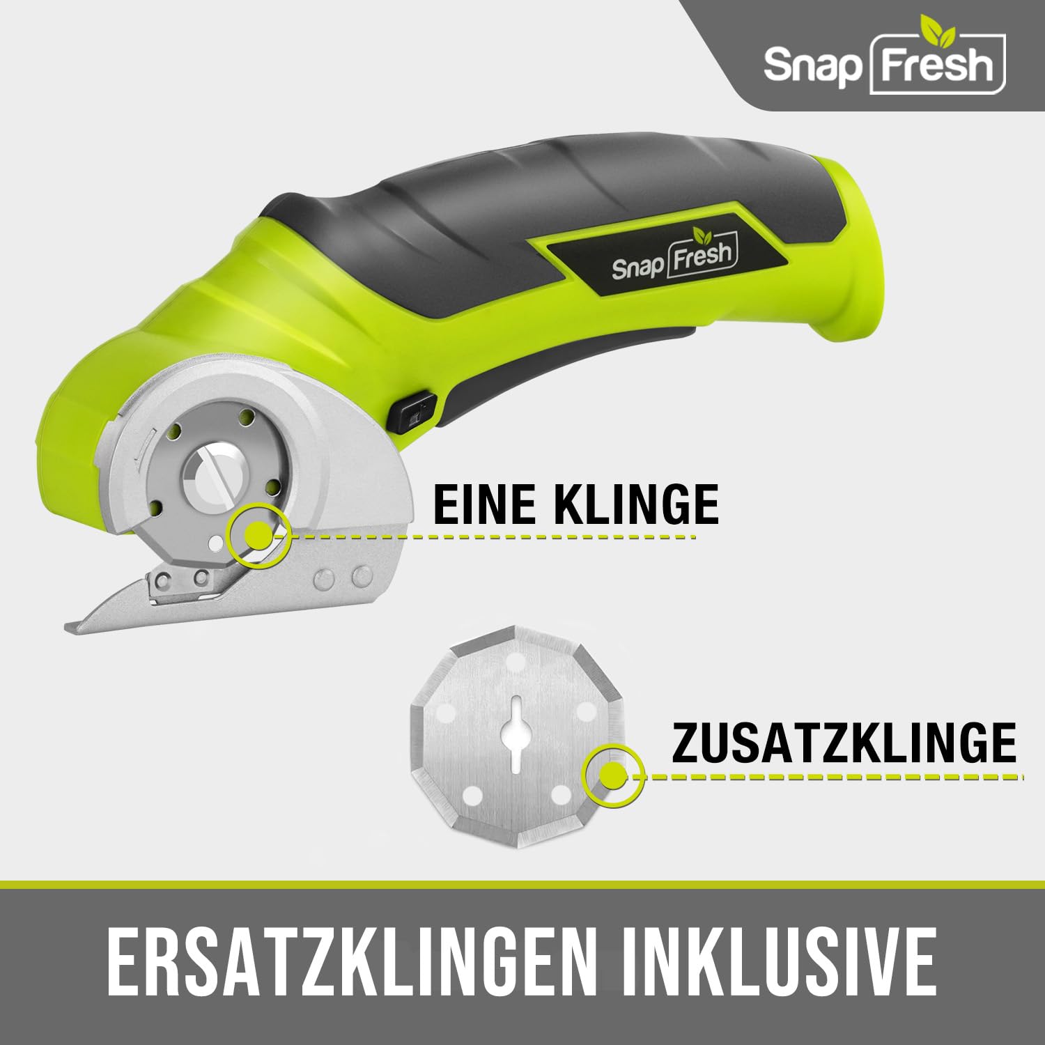 SnapFresh Kartonschneider Elektrische Schere 4V Kabellose Rollschneider Akku-Universalschneider Akkuschere - 2 Selbstschärfende Klingen - für Karton, Pappe, Teppich, Leder, Filz, Kunststoff 2
