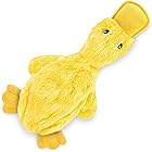Best Pet Supplies Crinkle Dog Toy for Small, Medium, and Large Breeds, Cute No Stuffing Duck with Soft Squeaker, Fun for Indo