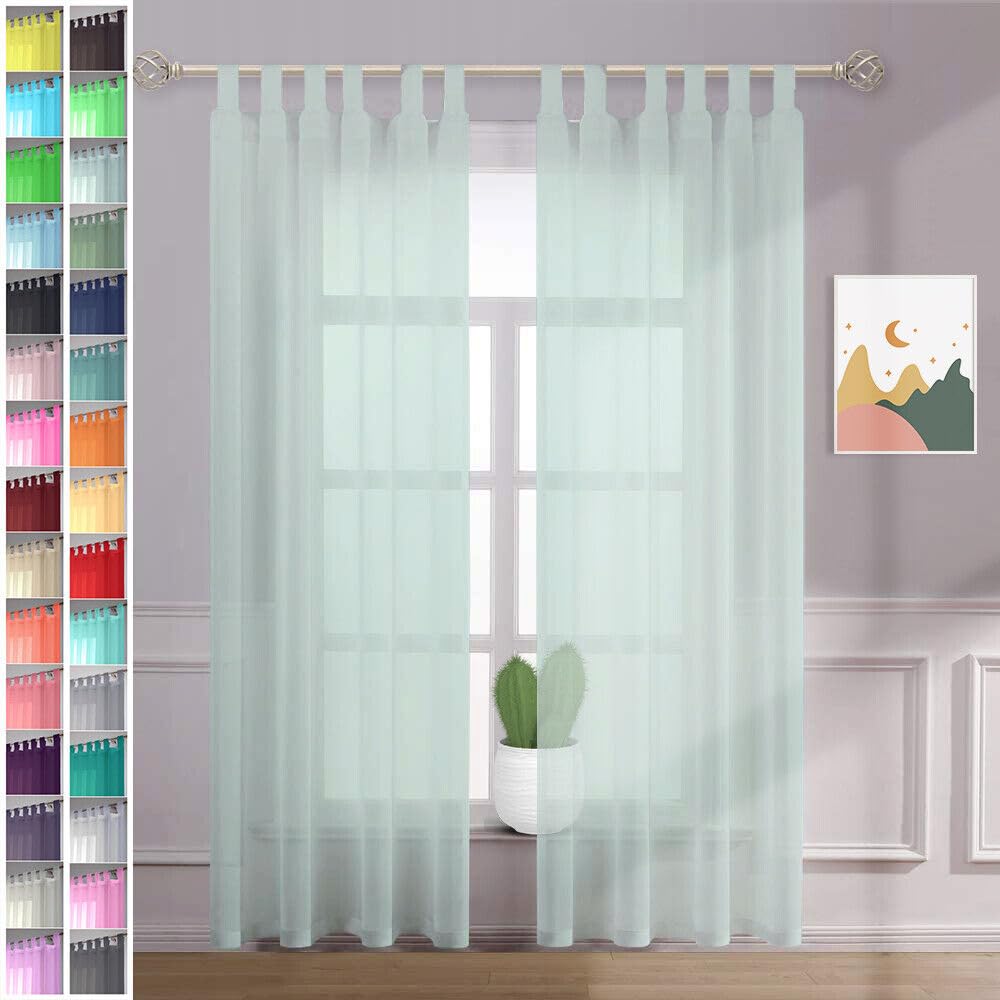 Megachest sheer Voile Tab Top Curtain(hint of mint, 56" wideX90 drop(W142cmXH228.5cm))