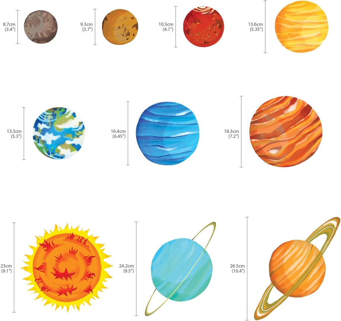 DECOWALL DW-1501S The Solar System (Medium) Kids Wall Stickers Decals Peel and Stick Removable for Nursery Bedroom Living Room Art murals Decorations - Image 5