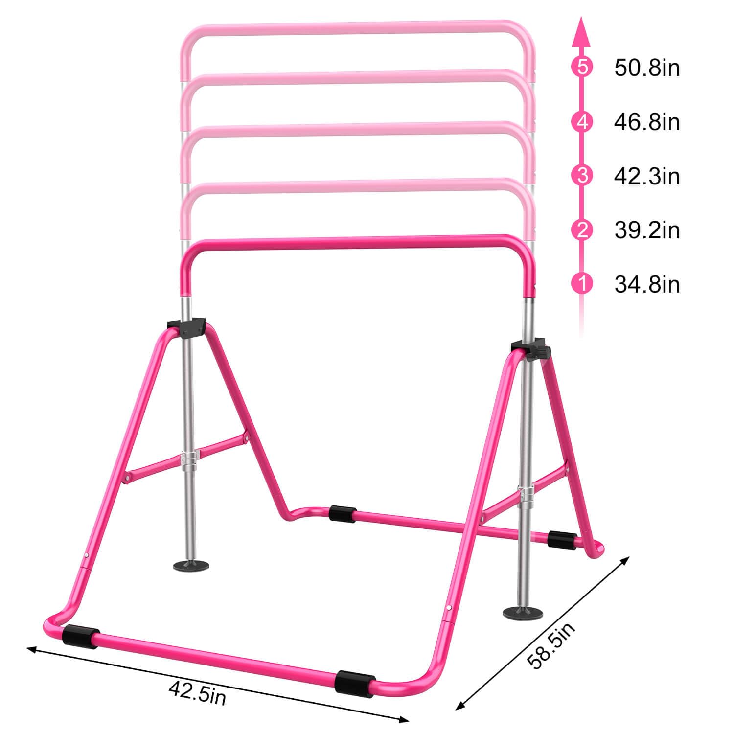 Tepemccu Expandable Gymnastics Bars, Adjustable Height Gymnastic Horizontal Bars, Children Folding Training Bar for Kids