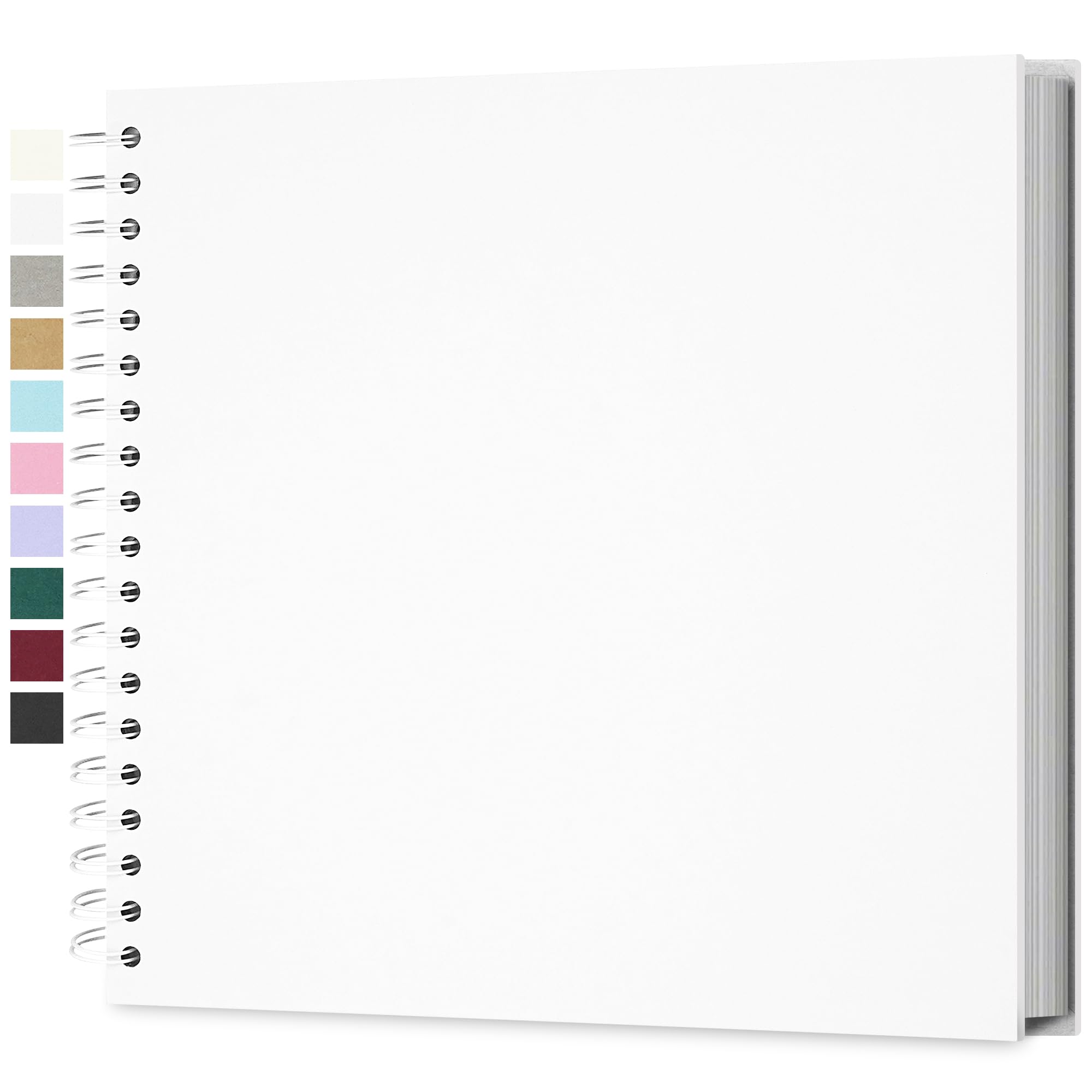 Yopih DIY Scrapbook Album 25.5x25.5 cm Hardcover Kraft Paper Scrap Book with 50 Sheets Memory Book for Family and Wedding Photography, White