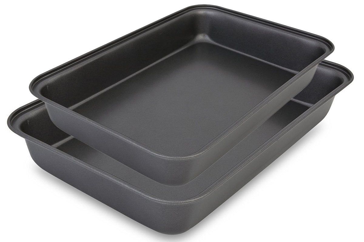 Cake - Non Stick Baking Trays Set of 2 - Deep Roasting Tin, Large Oven Tray - Roasting Trays for Oven - Premuim Non-Stick Coating, Cooking and Roasting - Non Stick Deep Oven - Dishwasher Safe