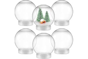 Aweyka 6 Pieces DIY Snow Globe Water Globe 3.6 Inch Clear PET Plastic with Screw Off Cap for DIY Crafts Christmas Decoration
