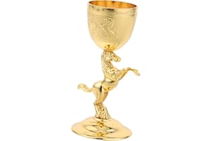 TIKODIDA Metal Small Wine Cups Horse Mug Decorative Metal Tea Cup Gold Vintage Goblet for Wedding Reception