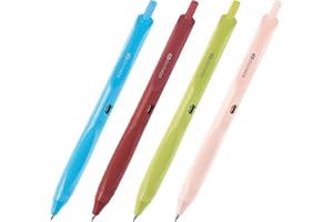KOKUYO Me Gel Pens Set, 4 Pack Black Ink 0.5mm Retractable Ball Point Writing Gel Pens, Blue Red Green Pink, Japan Import. (A