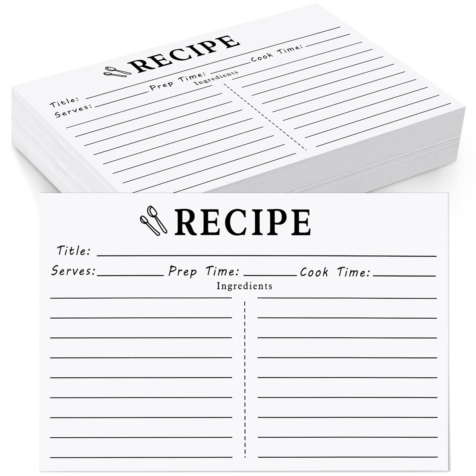 Photo 1 of 100 Count Recipe Cards, Recipe Cards 3x5 White, 3x5 Recipe Card Double Sided, Blank Recipe Card for Bridal Shower and Wedding