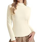 Upushall Women's Long Sleeve Turtleneck Tops Soft Lightweight Thermal Underwear Mock Neck Base Shirts for Women