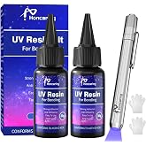Honcaring UV Resin Kit with Light, 60 g Clear UV Glue for Bonding | Beginner-friendly for quick repairs on plastic, glass and acrylic, with 30 g x 2 bottles for precise DIY applications