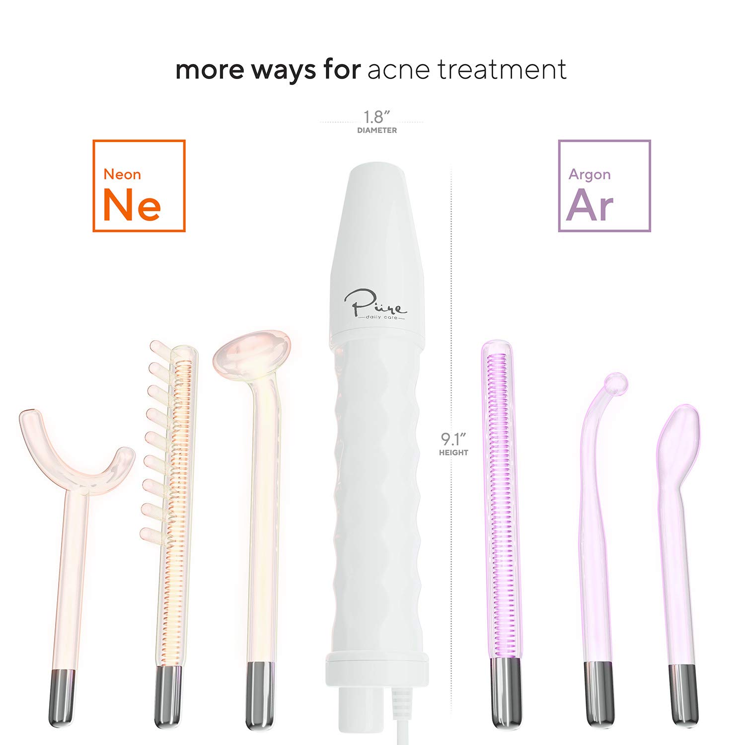 NuDerma Professional Skin Therapy Wand - Portable Handheld High Frequency Skin Therapy Machine with 6 Neon & Argon Wands - Acne Treatment - Skin Tightening - Wrinkle Reducing – Facial Skin Lifter: Beauty