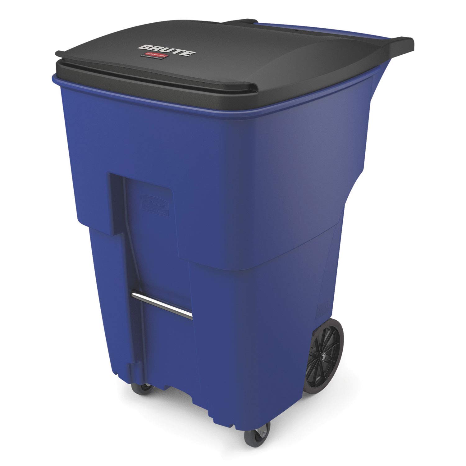 Rubbermaid Commercial 1971996 Brute Rollouts with Casters, Square, 95 gal, Blue