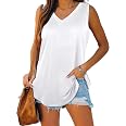 XIEERDUO Womens Tank Tops V Neck Basic Solid Color Casual Flowy Summer Sleeveless
