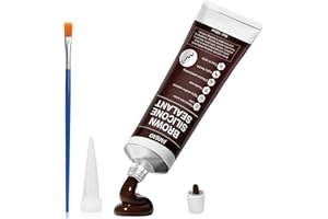 JAOJAO Brown Silicone Caulk, Brown Caulk Water-Resistant Adhesive Perfect Seal for Interior and Exterior Use Reliable and Effective Long-Lasting Protection for Doors Windows Siding Roofing,100g