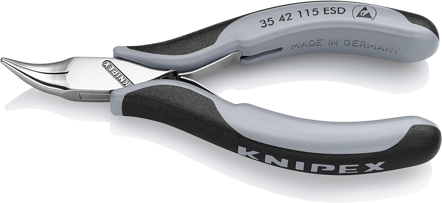 KNIPEX Electronics Pliers ESD with Box Joint Mirror Polished with Multi-Component Handles 115 mm, 35 42 115 ESD