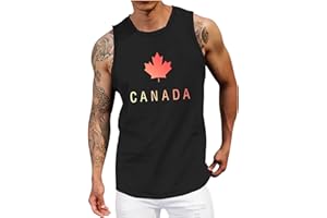 Canada T-Shirt Men Cotton Canada Day 3D Printed Tank Tops - Flag Maple Leaf Vest Sleeveless Tee Muscle Athletic