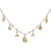 Pasonly Gold Seashell Necklace, Stainless Steel Shell Necklace, Beach Becklace for Women Ocean Summer Beach Vacation,Dainty Necklace Fashion Jewelry Gif,type B