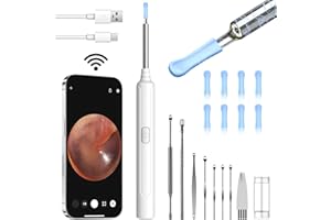 Ear wax Removal with Screen, 5 Million Pixel Wifi Otoscope Camera with 6 Lights, 2000mAh Ear Cleaner With 4.3 Inch IPS Screen