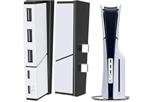 5 Port USB Hub for PS5 Slim, Tendak High-Speed USB Extender for PS5 Slim Accessories, Charger Adapter with 3 USB A + 2 Type C Ports, Compatible with Playstation 5 Slim Console Disc ＆ Digital, White