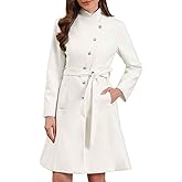 Allegra K Pea Coats for Women Long Winter Stand Collar Belted Single Breasted Trench Coat 2025