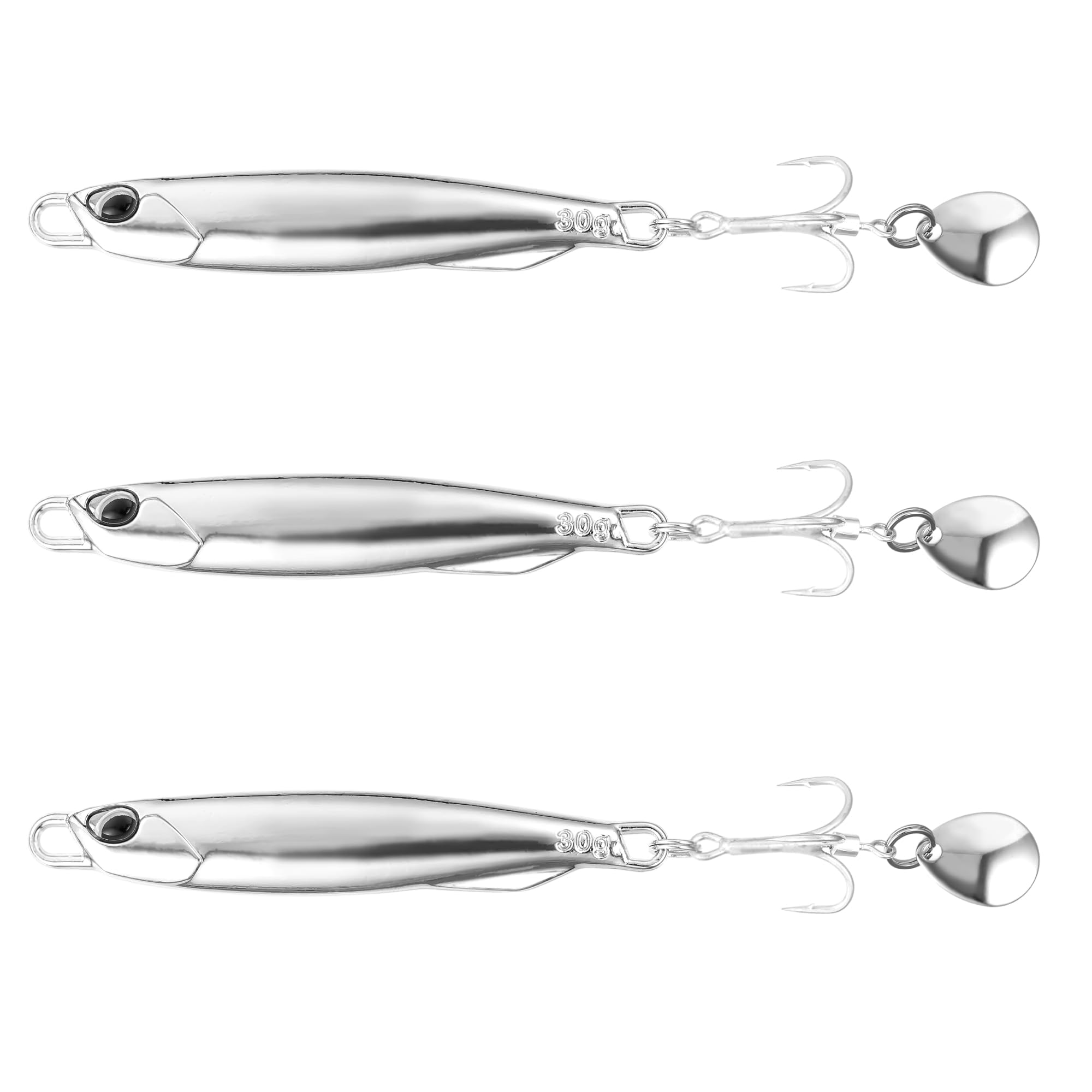 3pcs Metal Sea Fishing Spinner Tackle Set 20/30g for Mackerel Cod Bass Pike, Jigs Beach Casting Lures, Saltwater Artificial Spinning Metal Bait