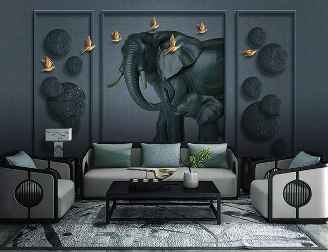 Amazon Com Murwall Dark Sculpture Wallpaper 3d Elephant
