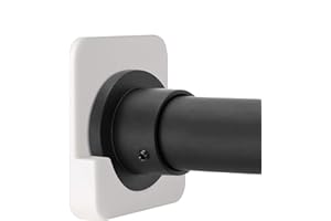 CANRAY Adhesive Shower Rod Tension Holder | Mount Retainer for Wall | No Drilling | Stick On | 2 Pack, White (Shower Curtain 