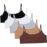 Sweet & Sassy Girls Training Bra - 5 Pack Crop Cotton Bras - Cami Training Bras for Girls (Sizes: S-L)