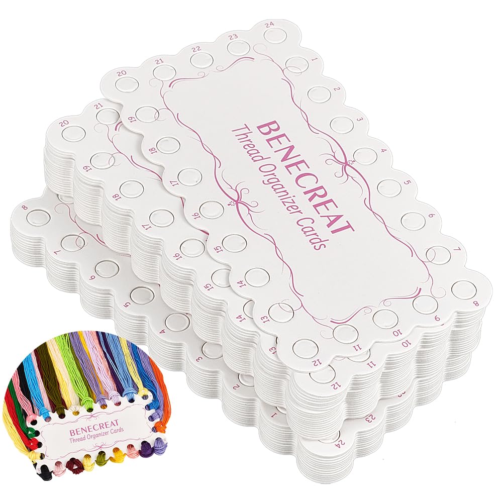 BENECREAT 36Pcs 18-Position Embroidery Thread Organizer Cards, 15x7.5cm Paper Thread Winding Boards, Floss Bobbins for Cross Stitch Embroidery Thread Storage Craft DIY Sewing