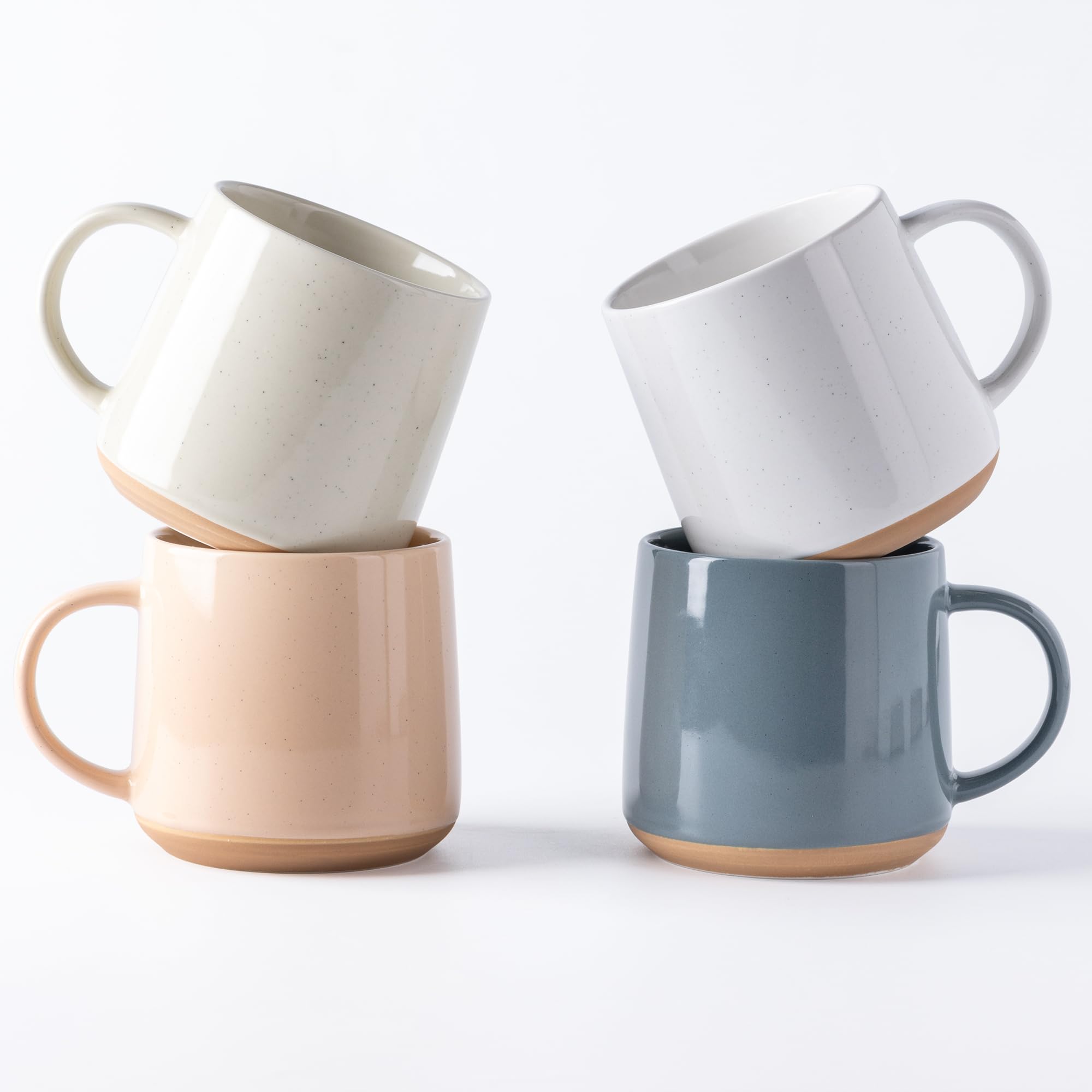 Photo 1 of GBHOME Ceramic Coffee Mugs Set of 4, 17oz Handmade Ceramic Coffee Mugs Set with Terracotta Underside for Latte/Tea/Beer/Hot Cocoa, Dishwasher & Microwave Safe