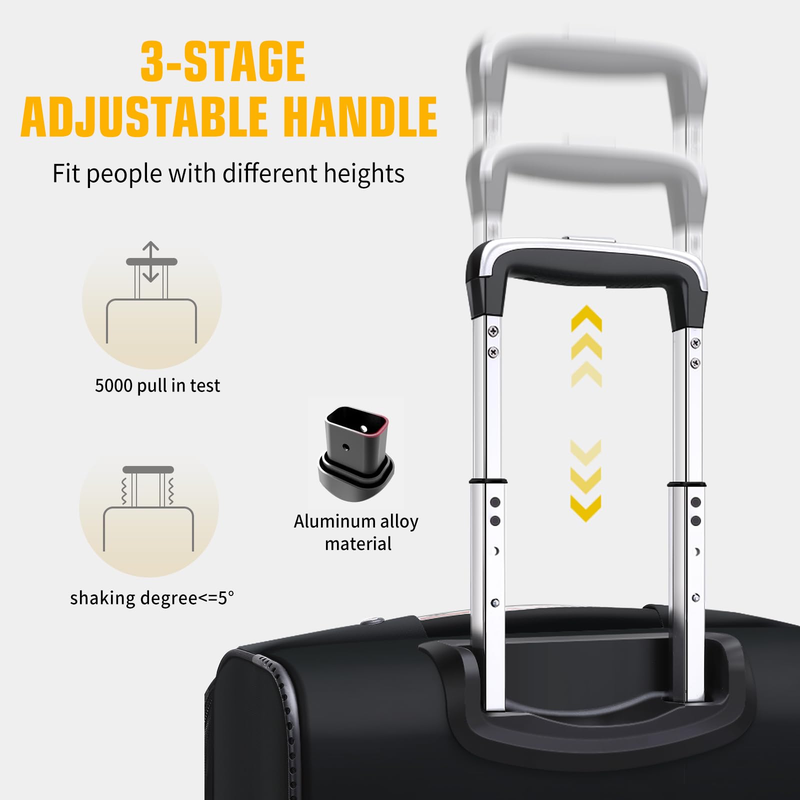 Laduga Softside Expandable Luggage with Large Steel Wheels Carry-On Luggage Suicase (Black, 21-Inch)