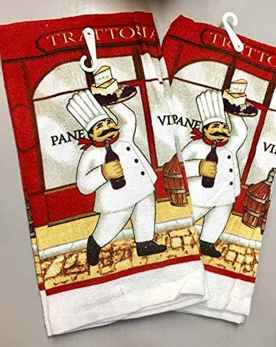 Better Home Printed Velour Kitchen Towel Set 2 Italian Chef Towels