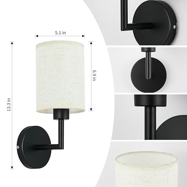 WODERDENG BATTERY OPERATED WALL SCONCE SET OF TWO,DIMMABLE CORDLESS WALL SCONCES,12 COLORS RECHARGEABLE WALL LIGHTS,WALL LAMPS FOR BEDROOM,LIVING ROOM (BLACK)