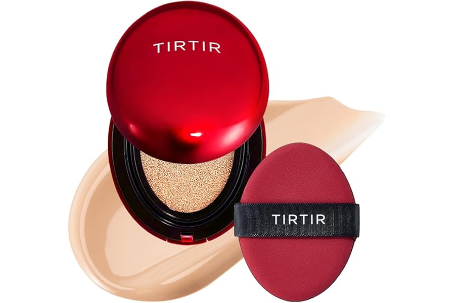 TIRTIR Mask Fit Red Cushion Foundation | Full coverage, Weightless, Skin fit, Satin Glow Finish, Korean Makeup BB Foundation, beauty, Tattoo cover up, Buildable (#21N Ivory, 0.63 Fl Oz)