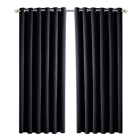 Blackout Curtains 90 Width X 72 Drop Black Thermal 2 Panels