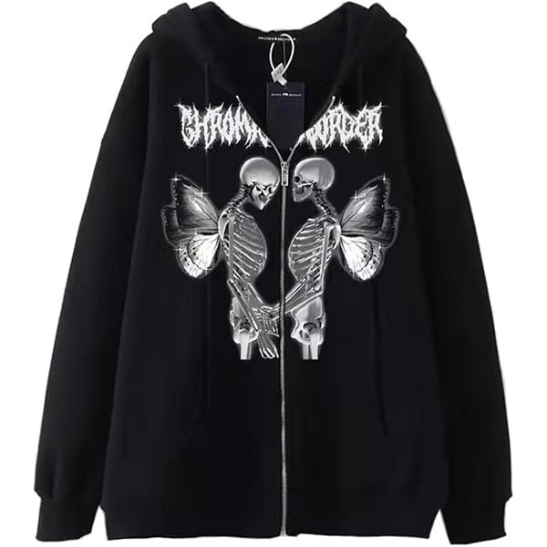 Aobiono Sudadera Con Capucha Y2K Con Cremallera De Gran Tamau00f1o