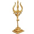 Purpledip Brass Trishool Trident: Lord Shiva Mahadev's Mythological Weapon for Home Temple (10912)