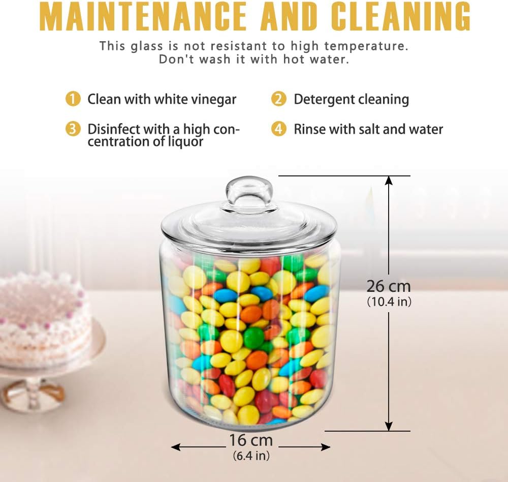 Masthome Large Glass Jar,3.9L Wide Cookie Jars with Airtight Lid,Dishwasher Safe Biscuit Jars,Glass Storage Container for Pasta Flour - Image 4