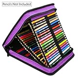 YOUSHARES 120 Slots Standable Oxford Large Zipper Colored Pencil Case with Handle Strap, Violet